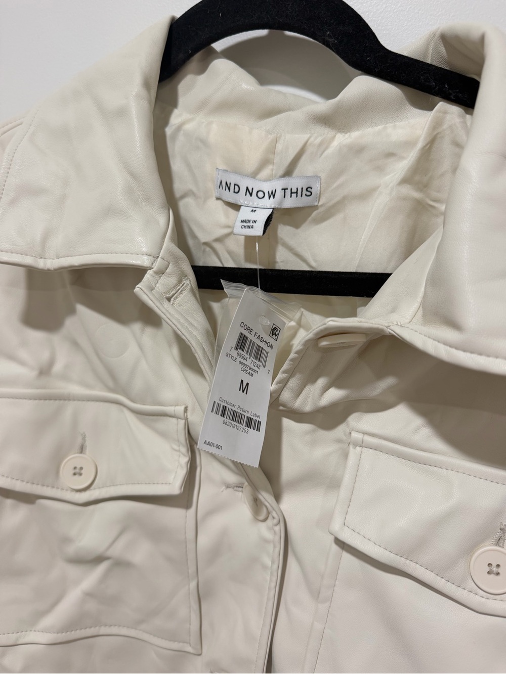 AND NOW THIS Women's Cream Faux Leather Jacket - Medium